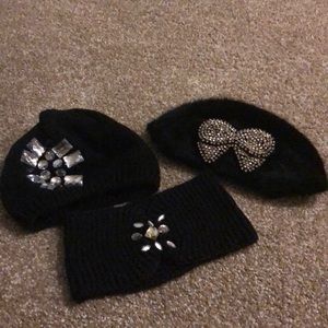 Betsey Johnson winter hats and headband